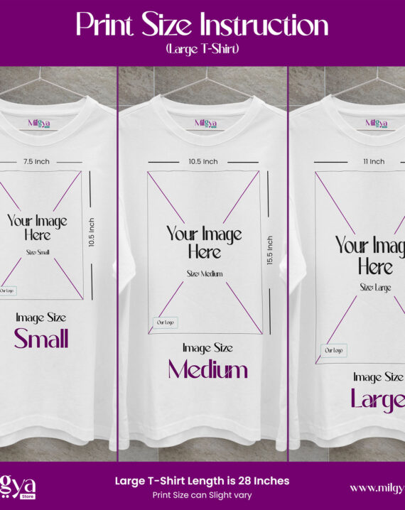 T-Shirt Size Chart for Custom T-Shirts – Milgya Store | Custom Photo Design | Customized T-shirt in Pakistan